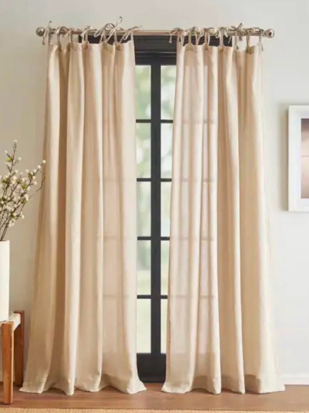 DKNY Pure Cotton Gauze Tie-Top Window Curtain Panels - 1 pair